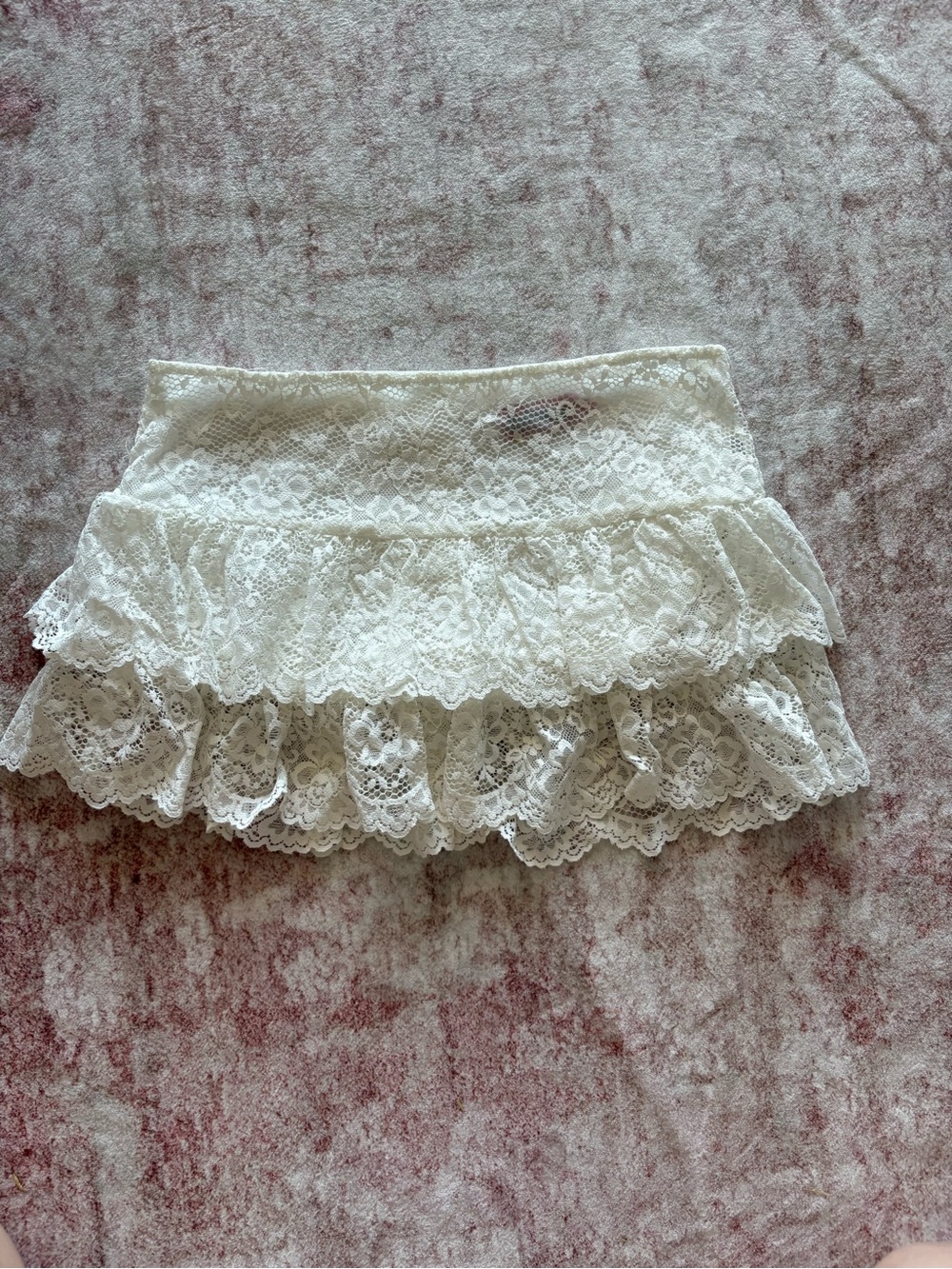 Edikted Cream Lace Ruffle Mini Skirt